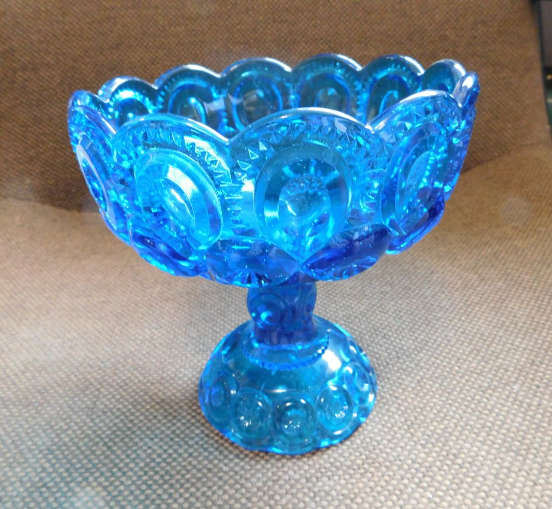 Moon & Stars Blue Candy Dish, 6 1/2" Tall