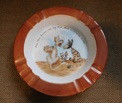 Interesting Cat Ashtray, 9" Across