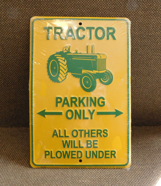 Tractor metal sign, 12" x 8"