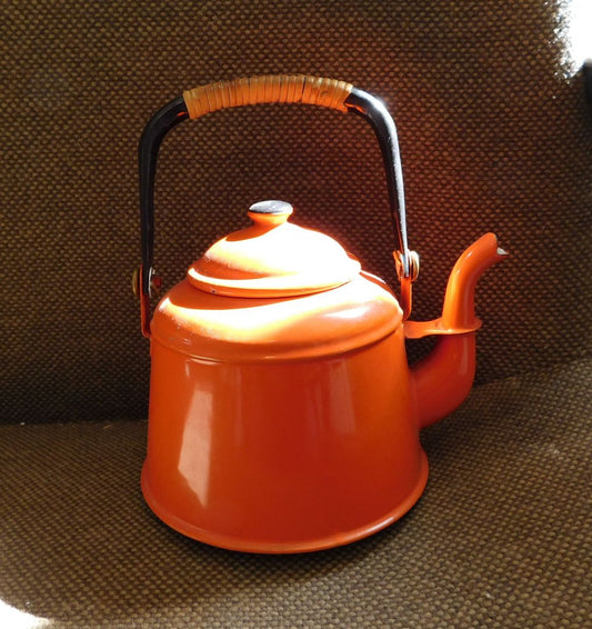 Orange Enamel Tea Pot