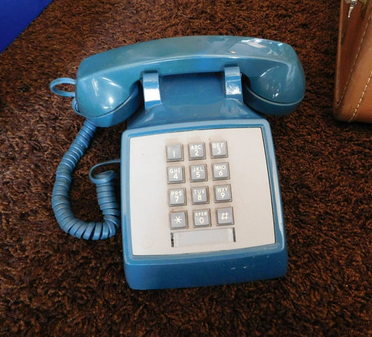 Blue Push Button Telephone