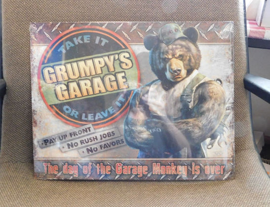 Grumpy's Garage Metal Sign