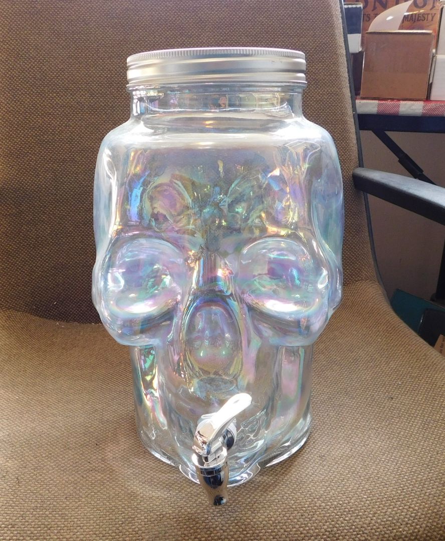 Glass Skull Drink Dispenser
