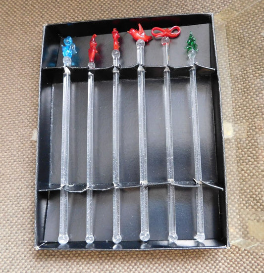 Christmas Glass Swizzle Sticks