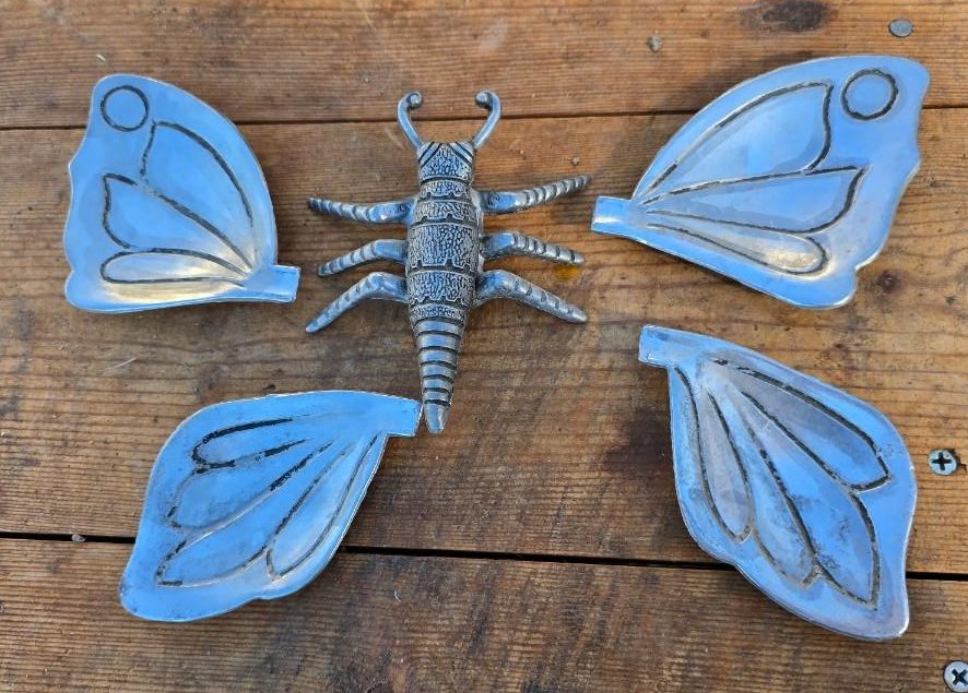 Vintage Pewter Butterfly Ashtray with Removable Wings