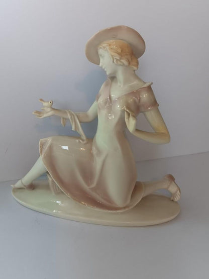 Passau 1930's Art Deco Dressel & Kister-Passau signed horn blue brush mark, 12 x 10