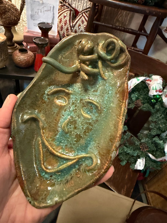 Green  Smiley face pottery