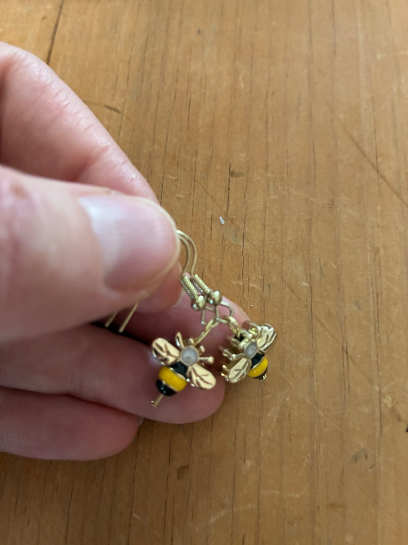 Enamel bee earrings