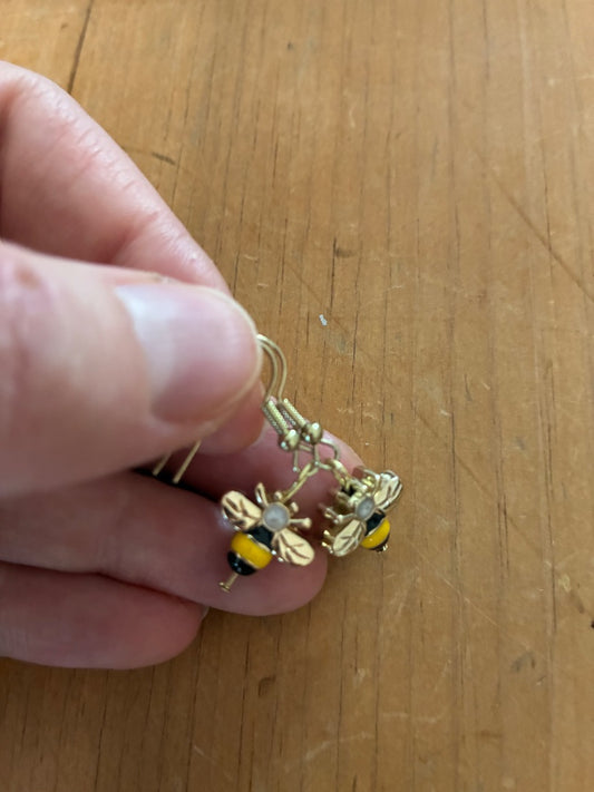 Enamel bee earrings