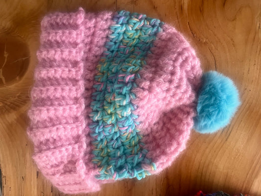 Pink and blue Handmade Crochet hat