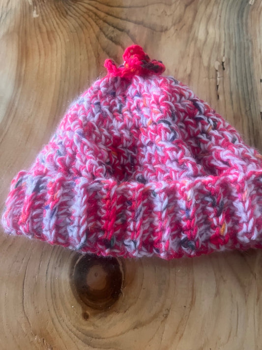 Red and purple Homemade Crochet Hat, M