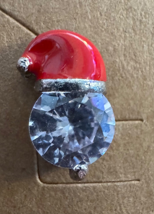 H-Red Santa hat stud earrings