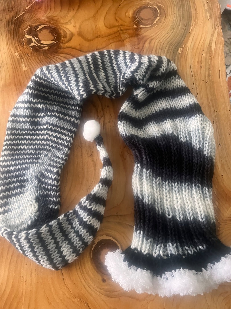 Black and white Handmade Crochet Hat, Long