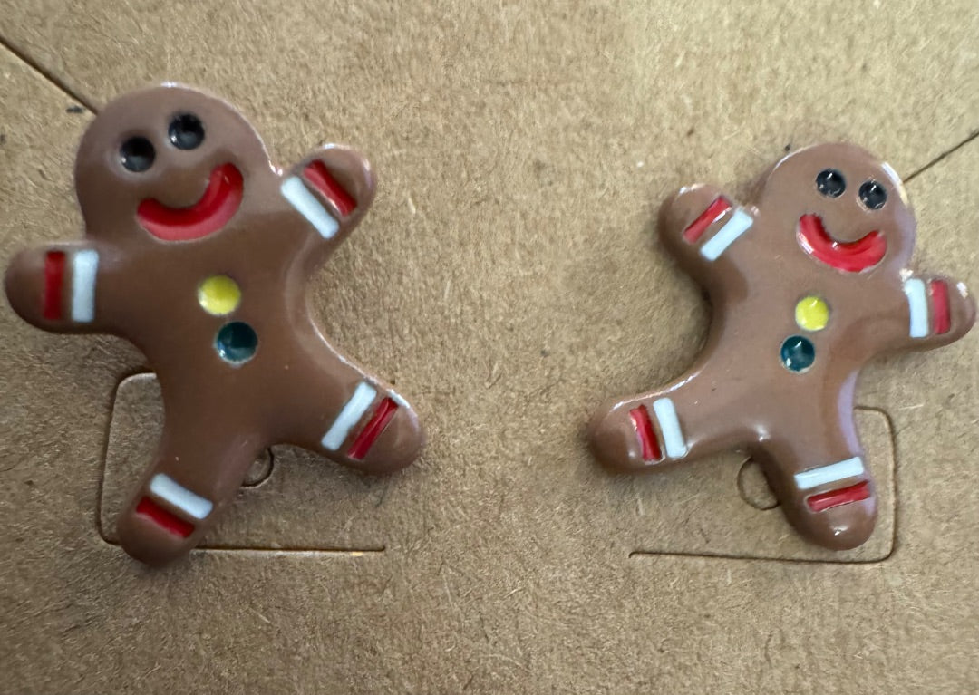 H-Gingerbread men stud earrings