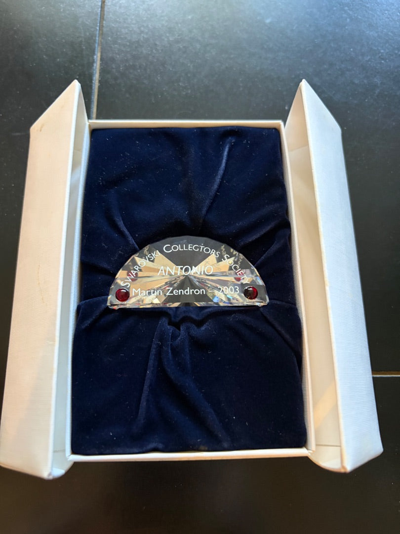 Swarovski crystal Antonio title plaque with box