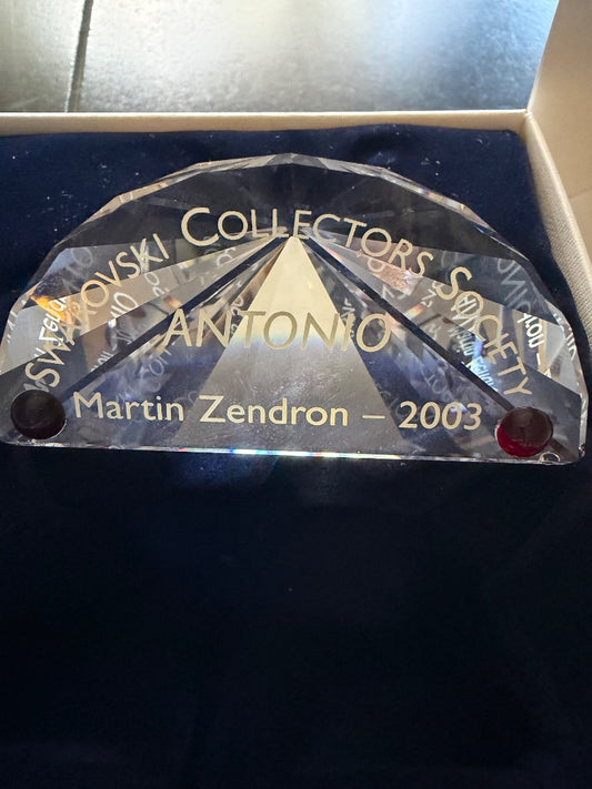 Swarovski crystal Antonio title plaque with box
