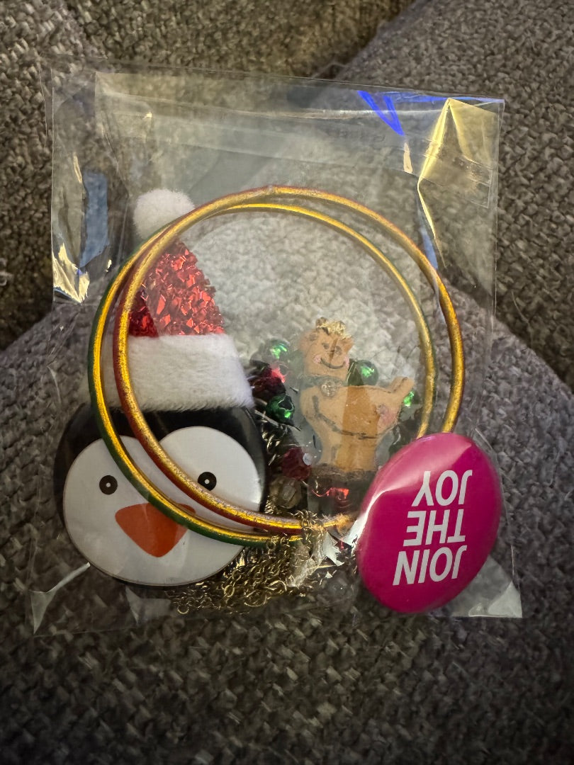 H-Holiday fun bag - necklace, bracelet, pins