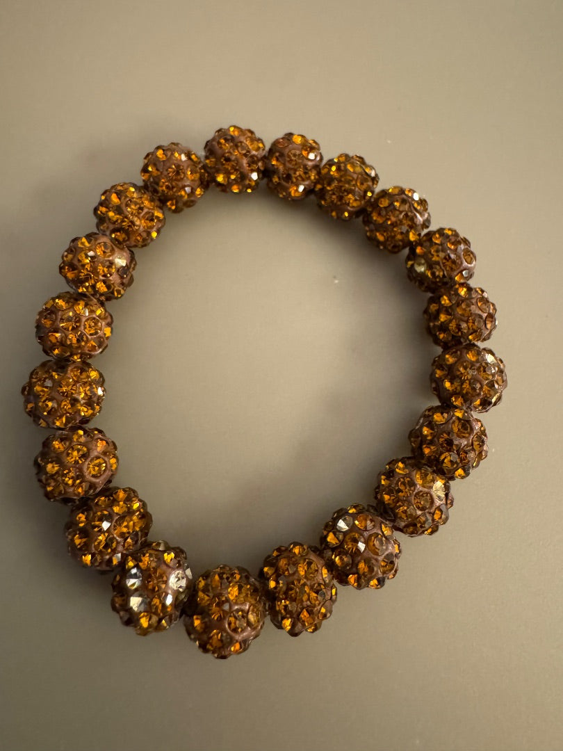 Amber color beaded stretchy bracelet