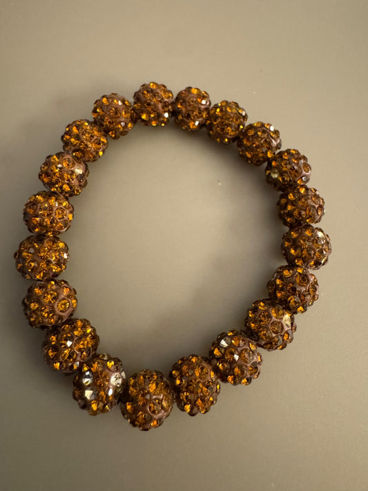 Amber color beaded stretchy bracelet