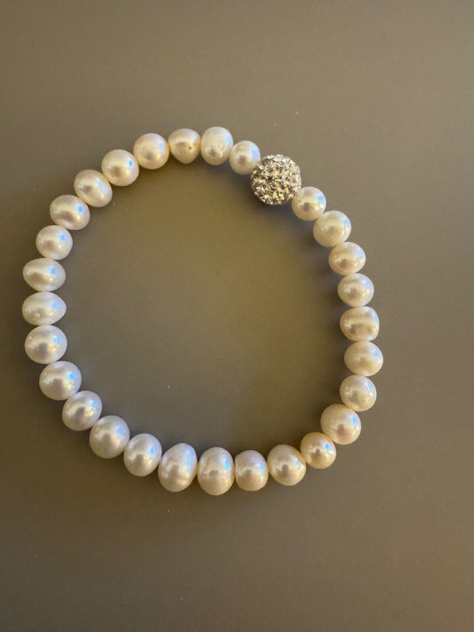 Pearl w/rhine stretchy bracelet