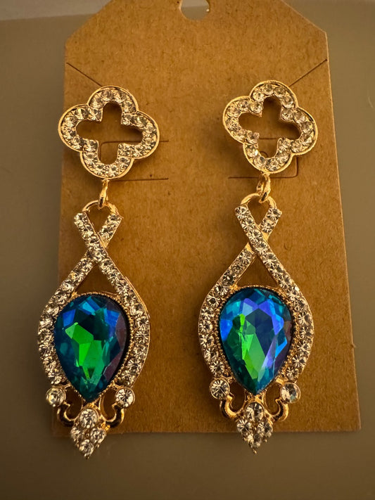 Blue w/rhine stud earrings