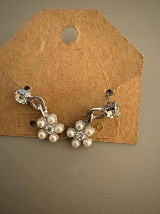 Small pearllike rhine stud earrings