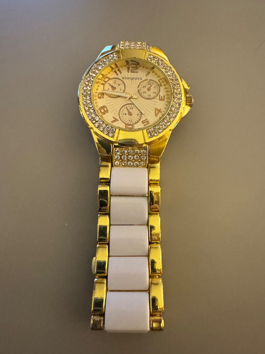 KiwiPata goldtone white watch untested