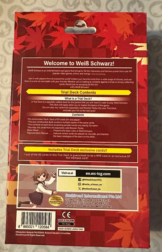 Weiss Schwarz Rurouni Kenshin Trial Deck, 6 x 4 x 1