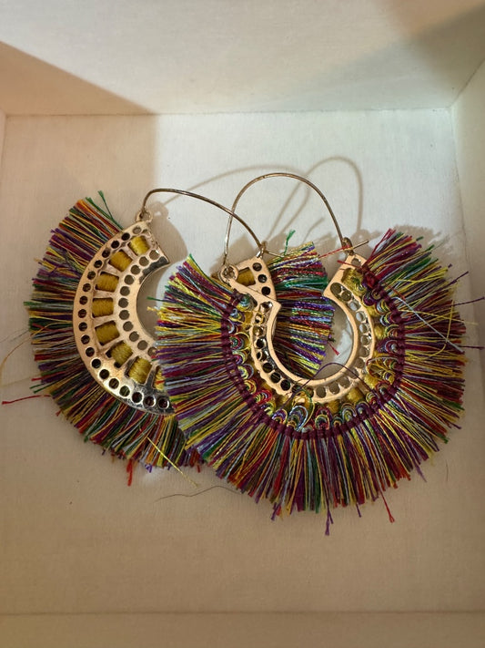 Half circle fringe earrings