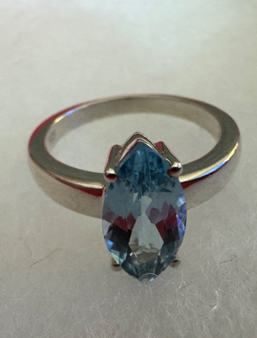 Blue Topaz marquis cut ring 4 1/2