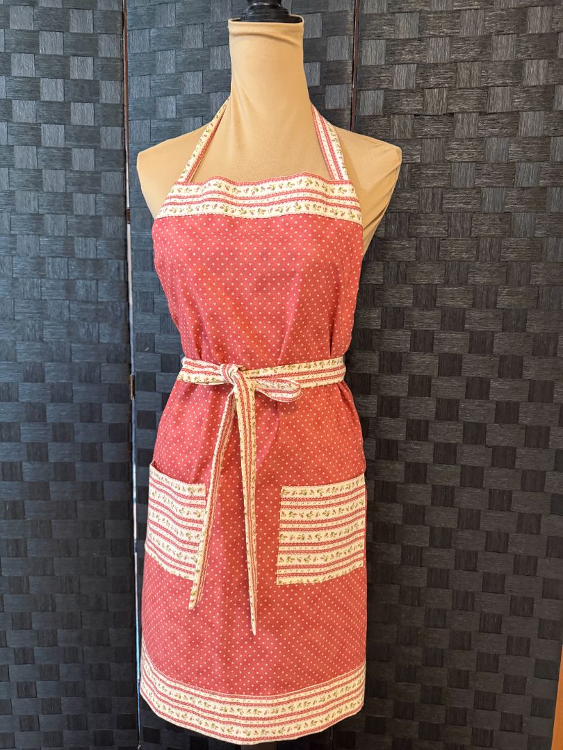 Coral And Beige Handmade by Kelly Adult Apron, Adjustable