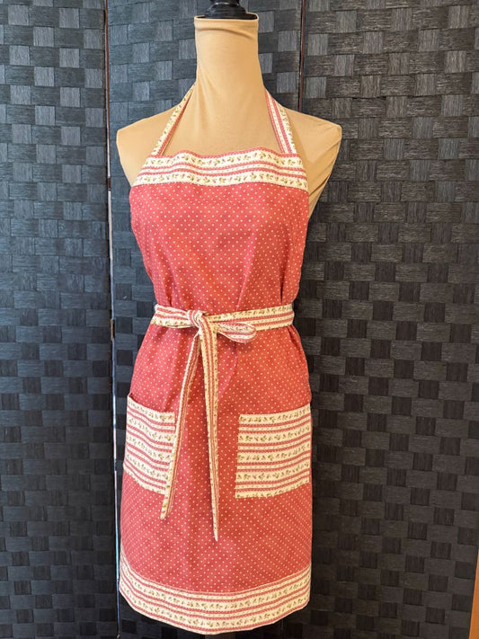 Coral And Beige Handmade by Kelly Adult Apron, Adjustable