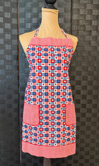 America Stars Red White and Blue Handmade by Kelly Adult Apron, Adjustable