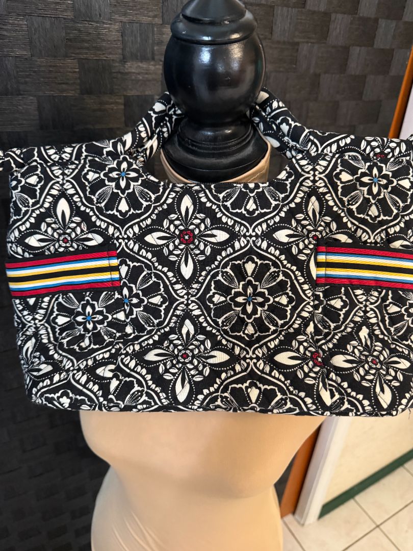 Black and White Paisley Handbag Vera Bradley Handmade by Kelly Hand Bags, Medium