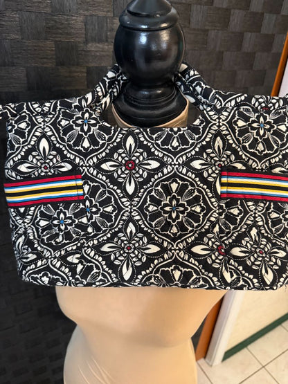 Black and White Paisley Handbag Vera Bradley Handmade by Kelly Hand Bags, Medium