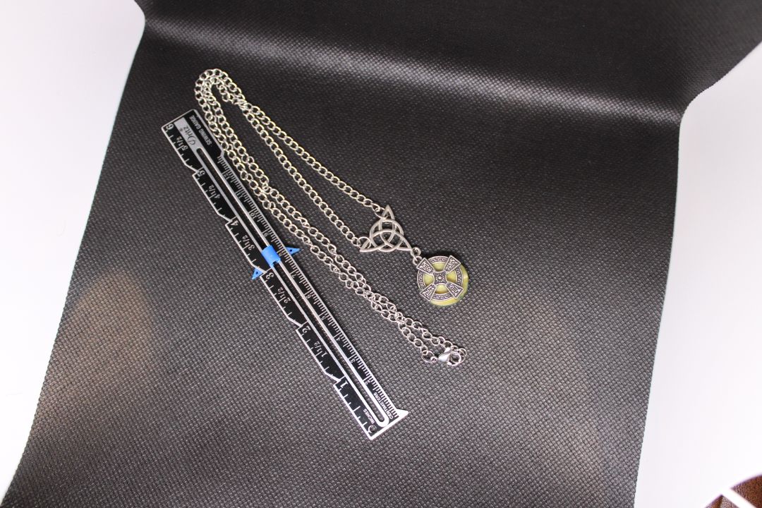 Silver and Green Designs by Raven Celtic Cross Necklace