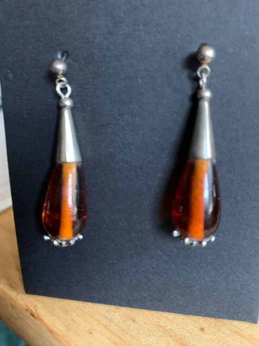 amber  amber tear drop earrings