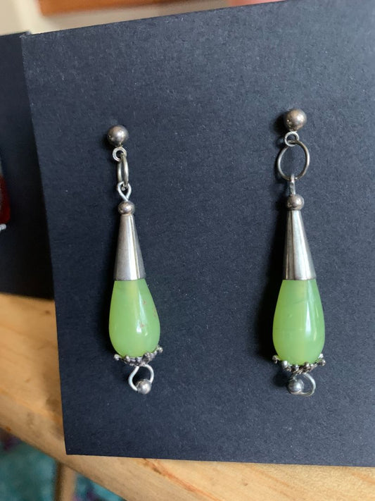 Green  green teardrop earrings