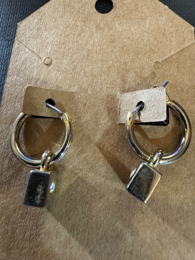 GT small hoop w/cube drop earrings