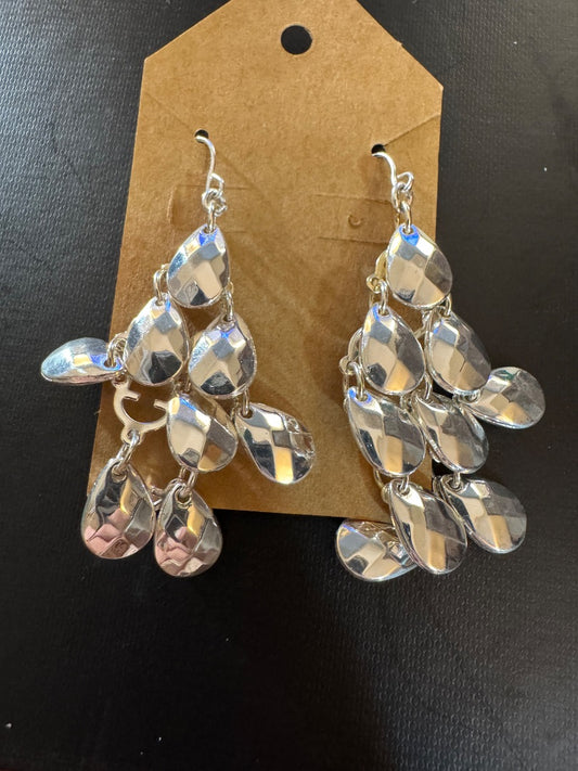 Dangle bauble silver tone earrings