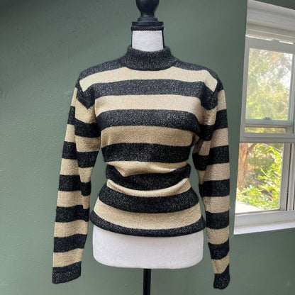 80s Gold Stripe Sweater, M/L