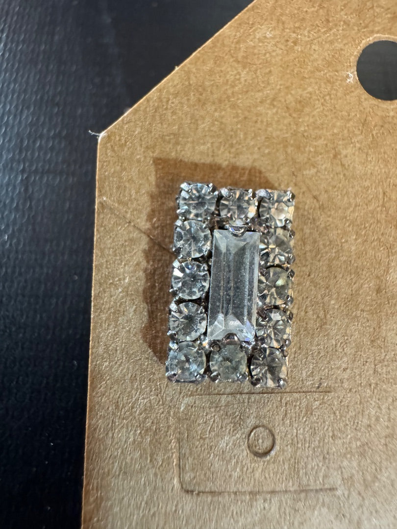 Rectangle rhinestone stud earrings