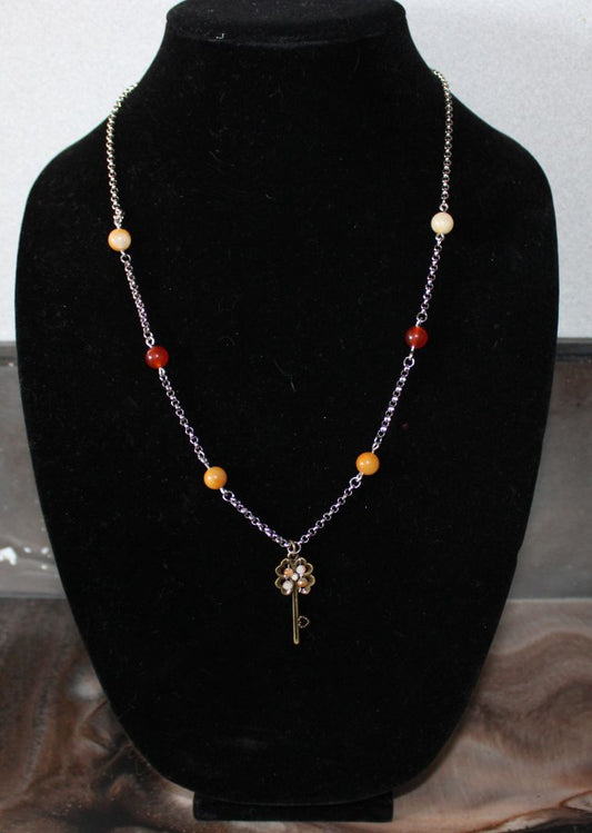 Designs by Raven Black Lava Stone Heart Pendant Necklace with Bead Accents