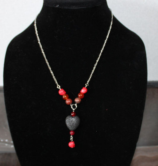 Designs by Raven Vibrant Heart and Skull Necklace