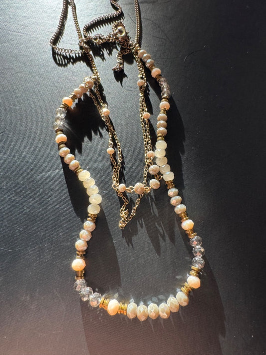 Grey AB peach GT multi strand necklace