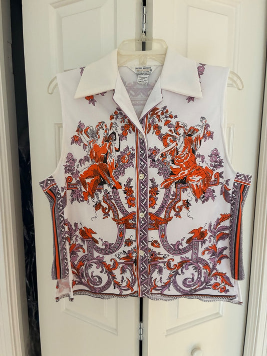 Vintage 70s baroque print top