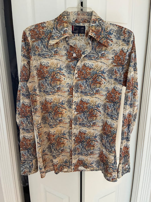 Vintage 70s novelty tree print shirt