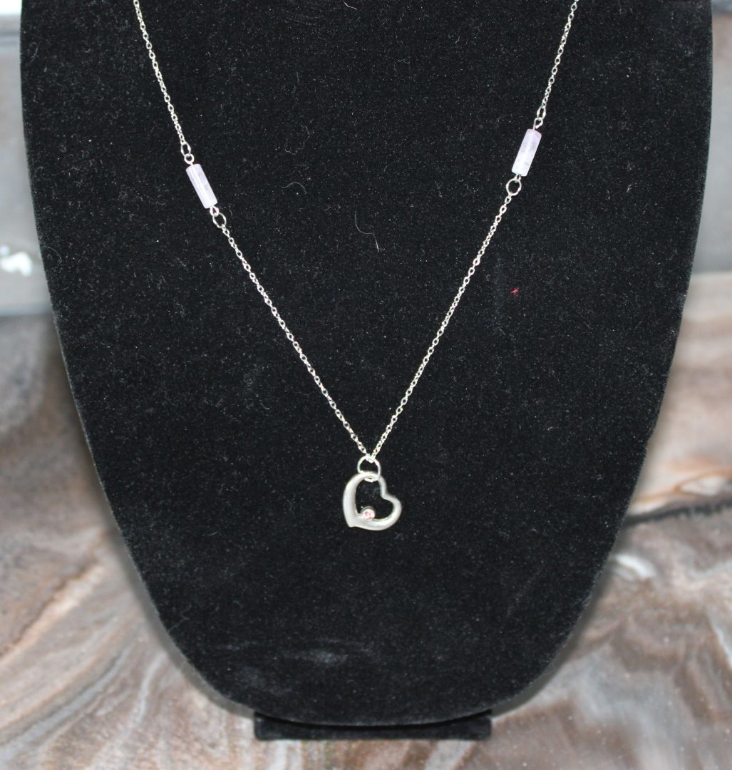 Designs by Raven Heart Pendant Necklace with Amethyst Accents
