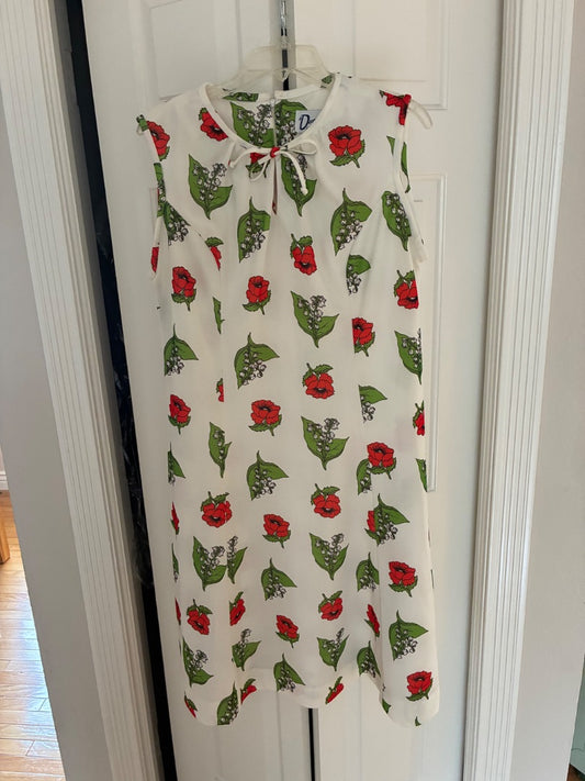 Vintage 70s lily and poppy print dress size L