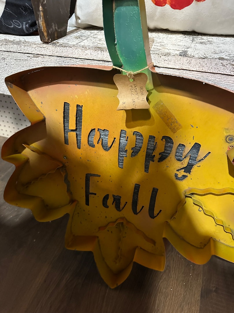 Happy Fall Metal Leaf Sign